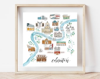 Edmonton City Map Print | Map Print | Yeg Print | Canadian Map 9x9