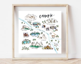Canmore Map Print | Map Print | Canadian Map | Town of Canmore 9x9