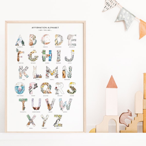 Affirmation Alphabet | Alphabet Print | Alphabet Poster | 11x14 or 13x19