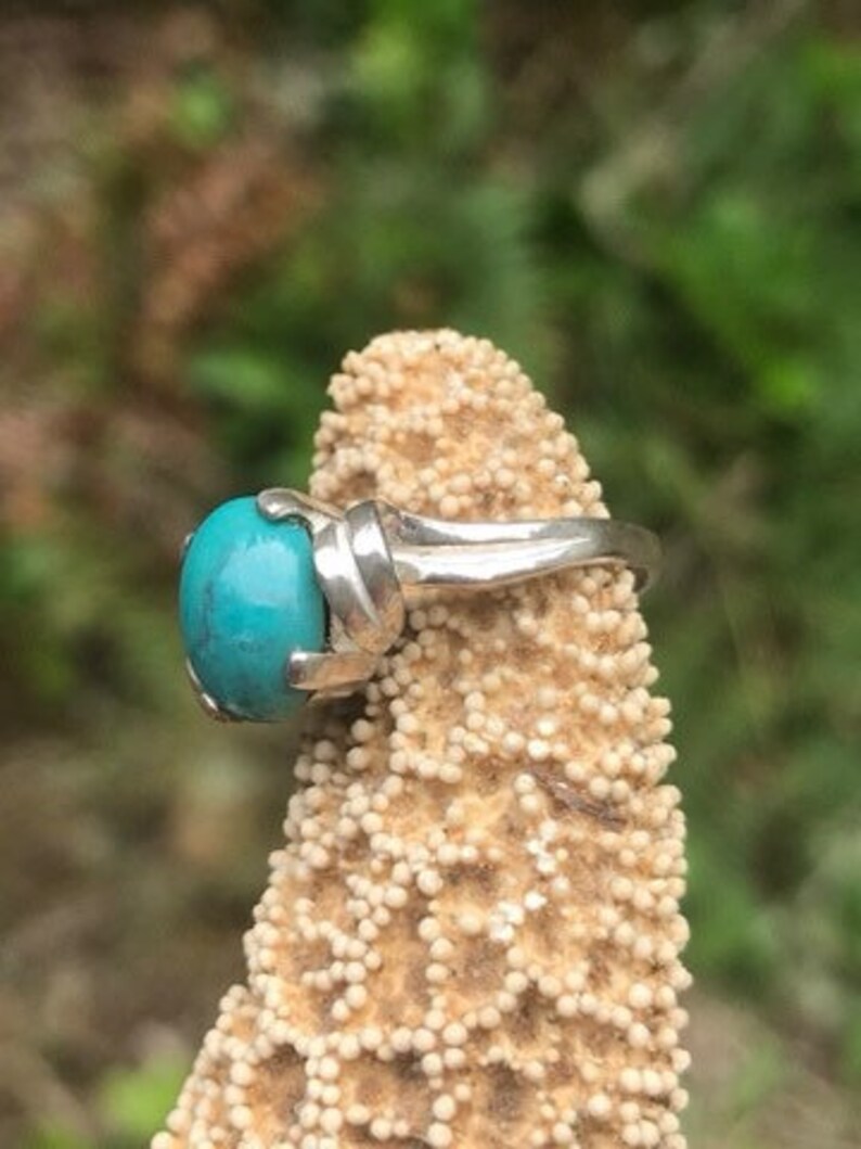 Southwest Boho Genuine Arizona Turquoise Sterling Silver Rings .925 Western Size 6 34