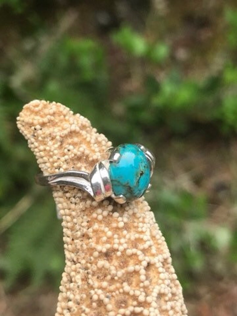 Southwest Boho Genuine Arizona Turquoise Sterling Silver Rings .925 Western Size 6 34