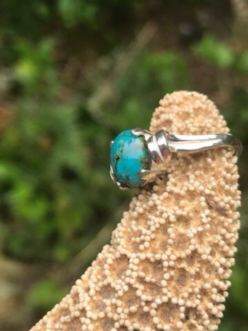 Southwest Boho Genuine Arizona Turquoise Sterling Silver Rings .925 Western Size 6 34