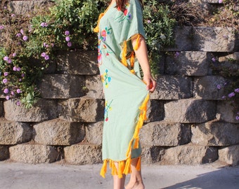 Cotton Bohemian Dress with Hand-embroidery