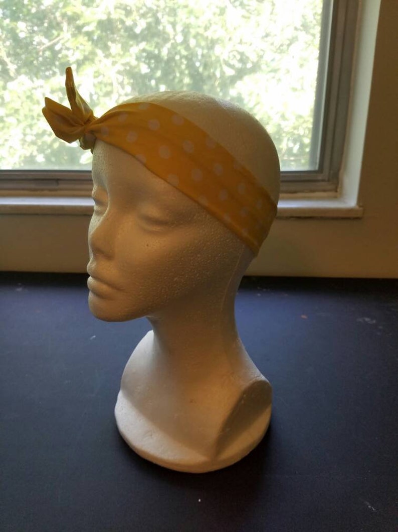 Yellow and White Polka Dot Headband