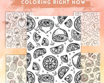 Dibujos para colorear con patrones de frutas, descargar e imprimir ahora mismo