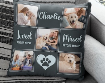 Pet Memorial Gift, Personalized Pet Memorial Pillow Cover, Custom Pet Sympathy Gift with Pictures, Pet Loss Gift for Dog Lover Cat Lover