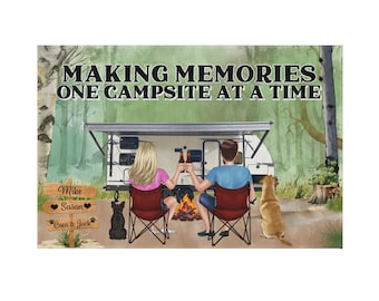 Personalized Camping Outdoor and Indoor Rug: Custom RV Family Portrait Doormat, Camper Gift