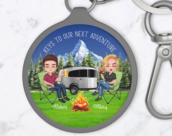 Keys to the Camper Personalized Key Chain, Custom RV accessories, Personalized Camping Couple Gift for Anniversary, Gift for Husband or Wife