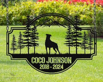 Pet Memorial Metal Sign: Personalized Dog Grave Marker, Rainbow Bridge Bereavement Gift