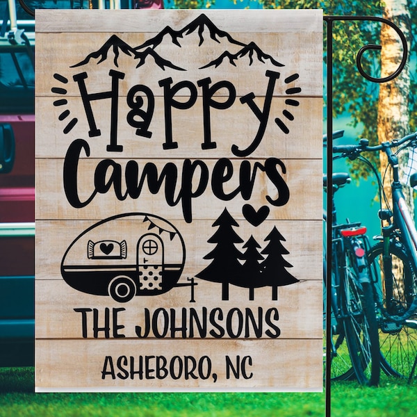 Personalized Camping Flag Sign - Best Gift For Camping Lovers - A Certified Happy Campers Area