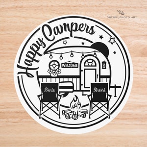 Custom Vinyl Sticker for RV or Camper Decal for Truck Personalized Decal Happy Camper RV Decals Gifts for Campers