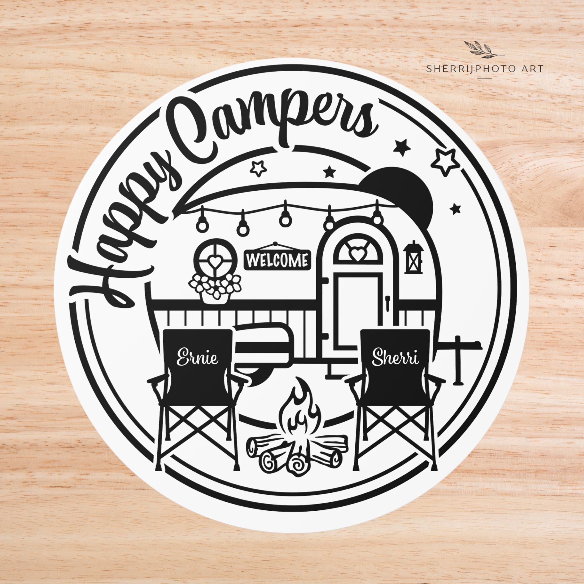 Custom Happy Camper Vinyl Sticker, Personalized RV Decal - Etsy