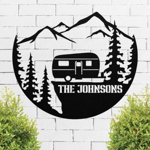 Personalized Camping Metal Sign: Family Name RV Decor