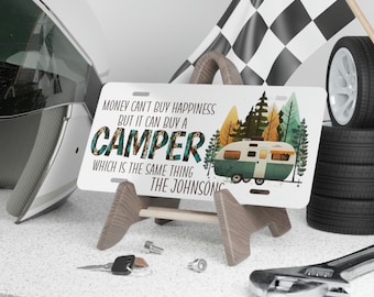 Funny Custom Vanity License Plate for Campers, Money Can't Buy Happiness, But It Can Buy a Camper, Personalized RV License Plate