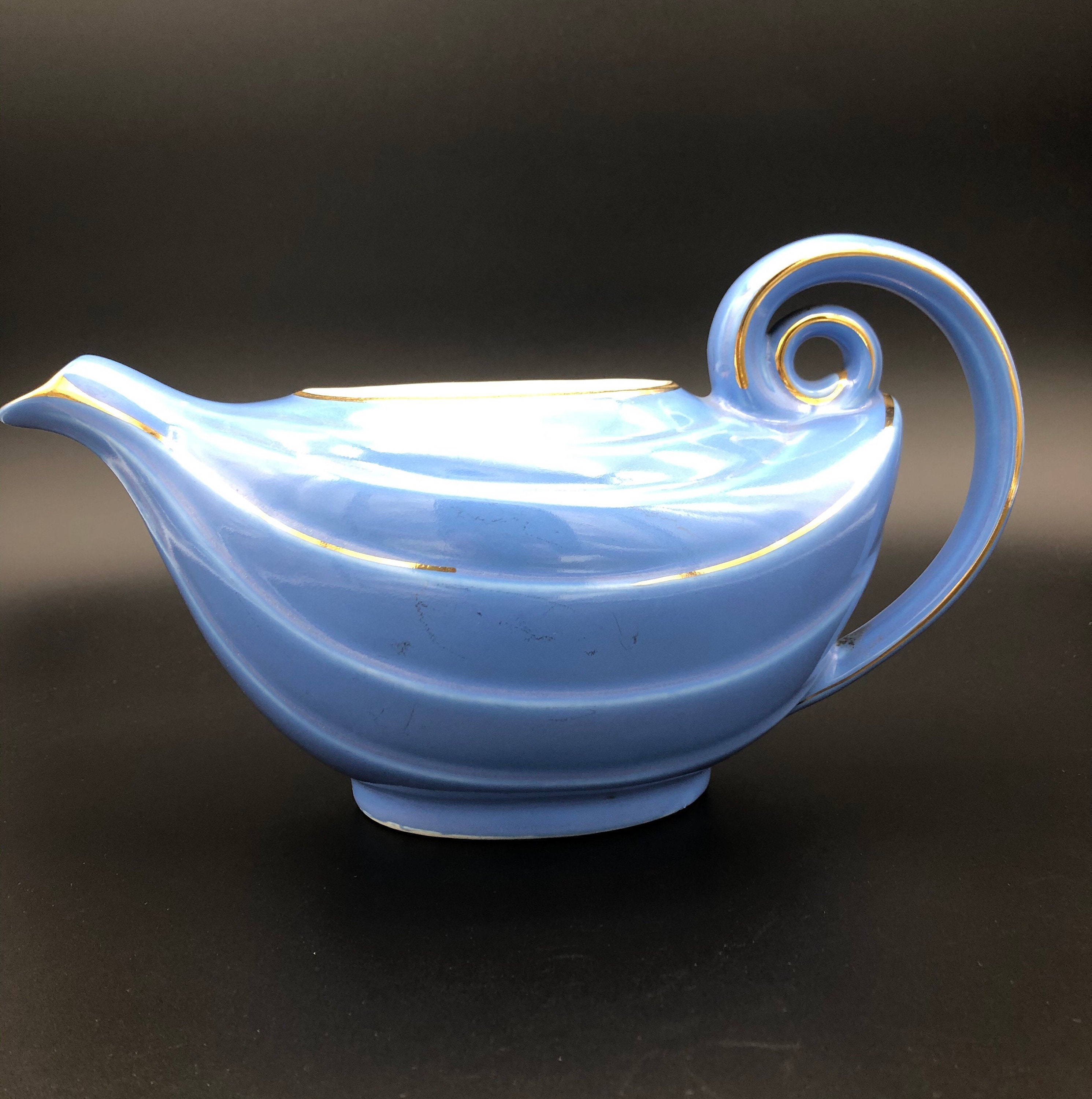 Hall Aladdin Teapot Blue w/Gold Trim no lid Etsy