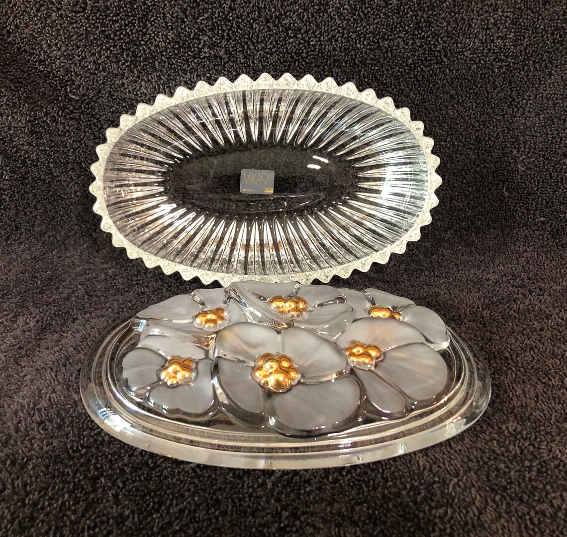 Mikasa Crystal Trinket/Candy Dish w/Lid Etsy