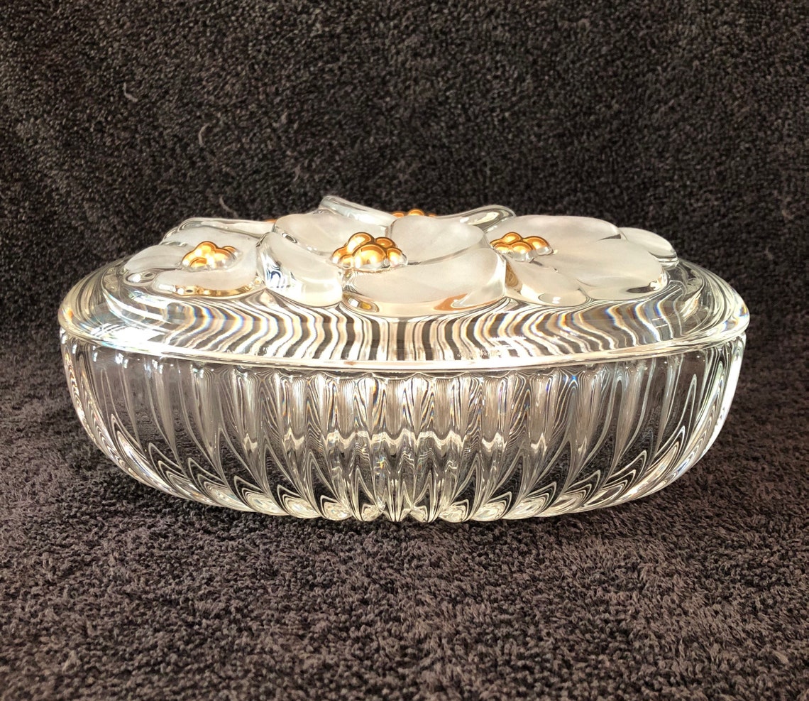 Mikasa Crystal Trinket/Candy Dish w/Lid Etsy