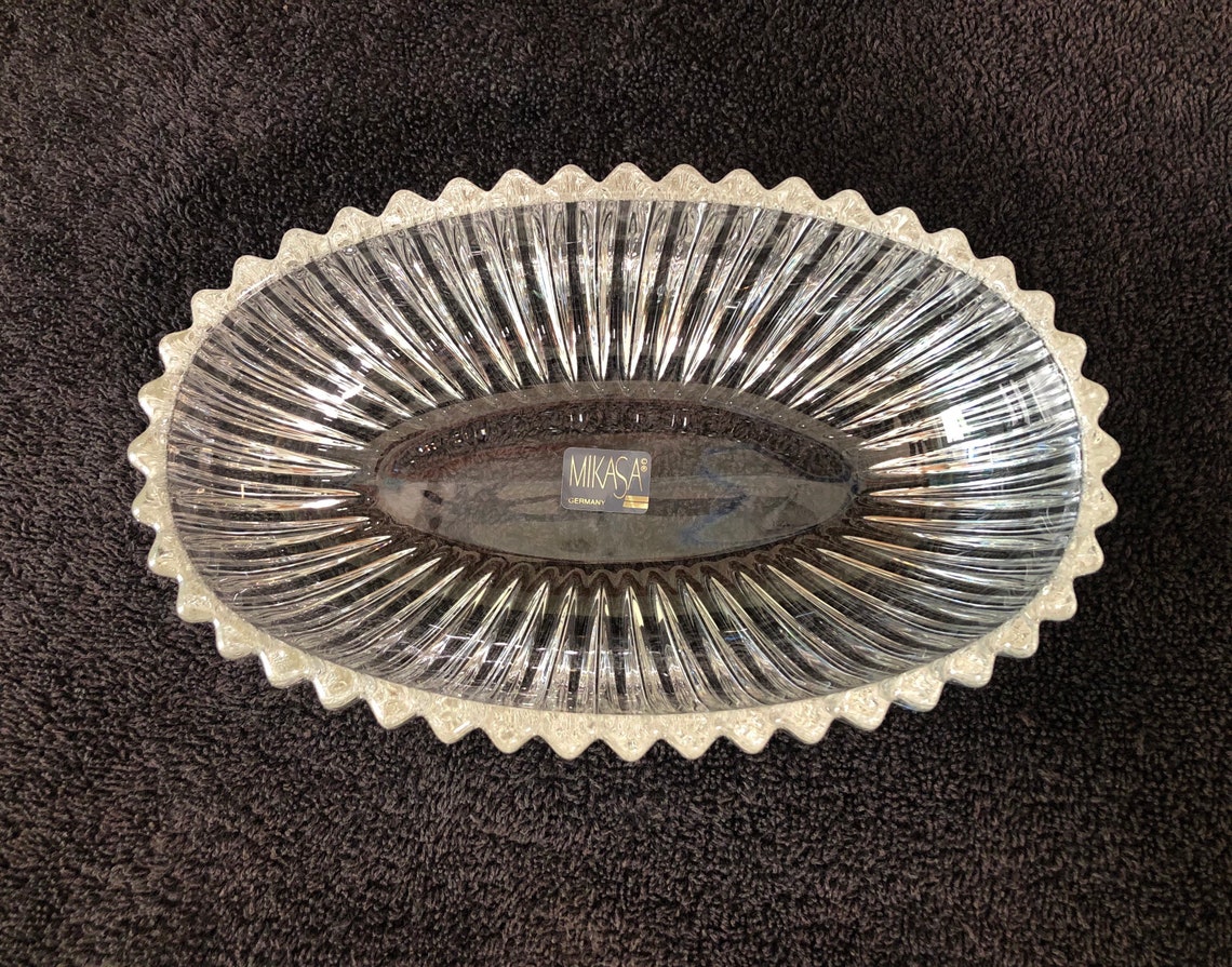 Mikasa Crystal Trinket/Candy Dish w/Lid Etsy