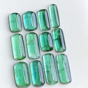 31.70 carats Bluish green tourmaline cabochons lot flat back origin Afghanistan
