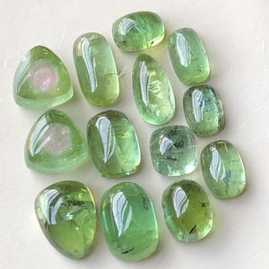 38.20 carats Mid Green tourmaline cabochons lot flat back origin Afghanistan