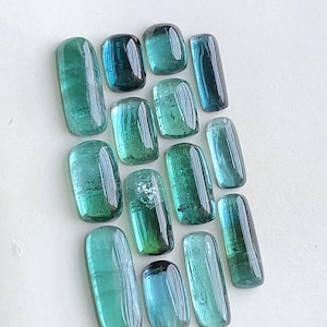 20.90 carats Bluish green tourmaline cabochons lot flat back