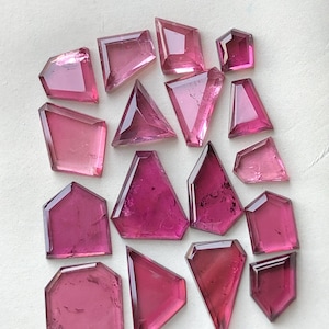 29 carats geometric shape pomegranate colour tourmaline cuts lot flat back
