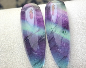 Rainbow fluorite cabochon pair 44.30 carat