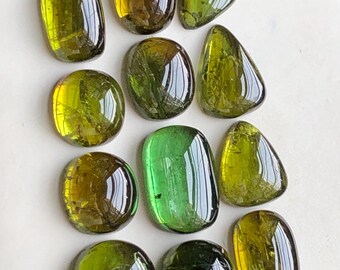 Chrome green tourmaline cabochons lot flat back 48 carats