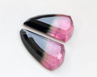 Bi colour tourmaline pair