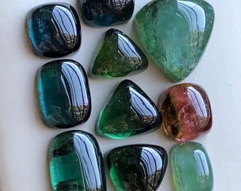 Bluish green tourmaline cabochons lot 54.70 carats