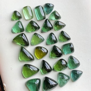 31.30 carats Green tourmaline cabochons lot flat back