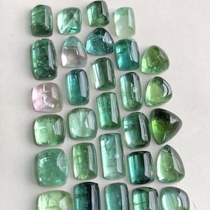 31.90 carats Green tourmaline cabochons lot flat back origin Afghanistan