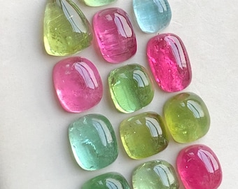 Multi colour tourmaline cabochons lot flat back 29 carats