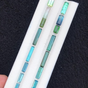 13.55 carats Faceted blue and green tourmaline lot flat back origin Afghanistan
