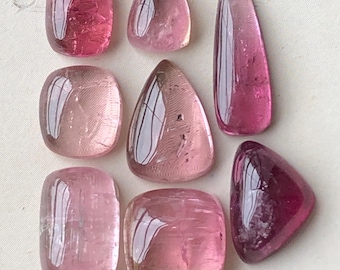 Lote de cabujones de turmalina rosa natural de base plana para la fabricación de joyas, 23,20 quilates.