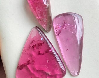 Pink tourmaline cabochons lot flat back 27.30 carats