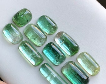 Bluish green tourmaline cabochons lot 36 carats