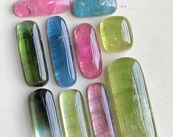Multi Farbe Turmalin Cabochons Lot flache Rückseite 37 Karat