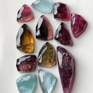 41.50 carats Multi tourmaline rose cuts lot flat back