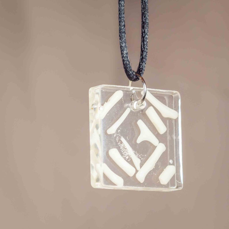White Coral Gemstone Resin Pendant Necklace