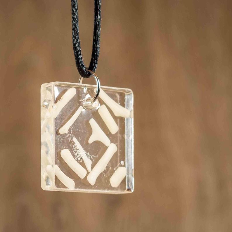White Coral Gemstone Resin Pendant Necklace