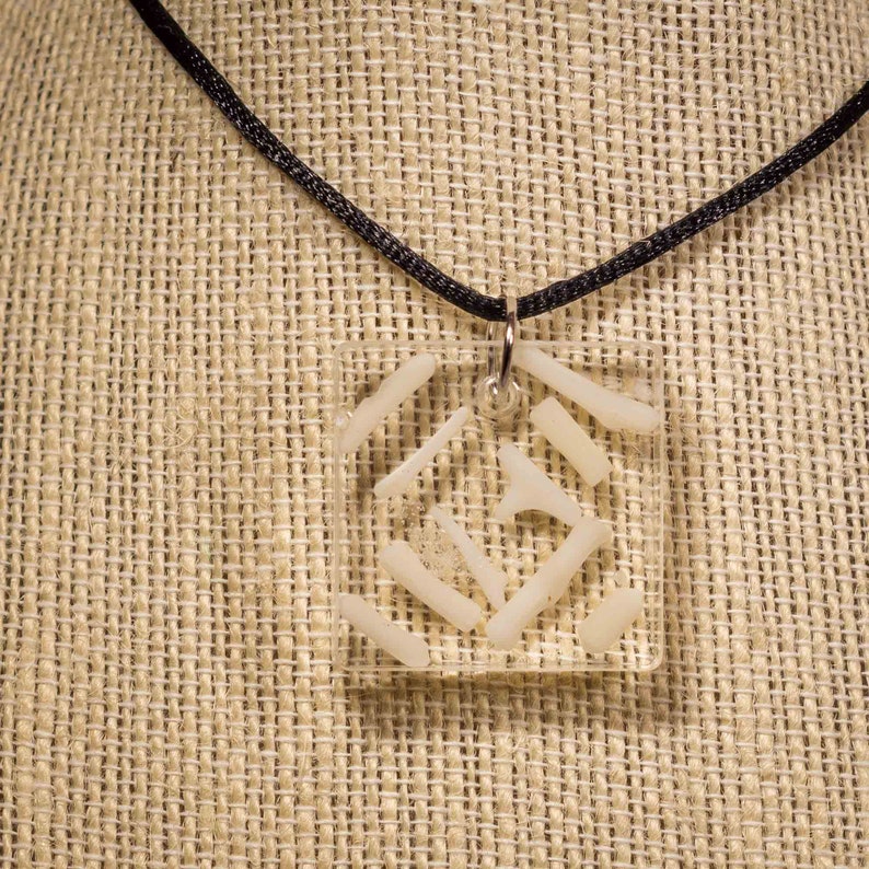 White Coral Gemstone Resin Pendant Necklace