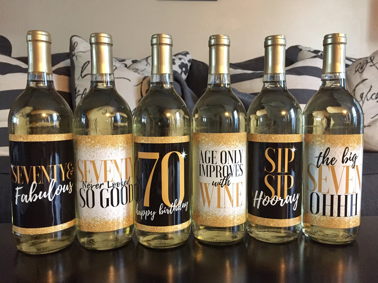 6 Premium 70th Birthday Wine Bottle Labels or Stickers Etsy UK