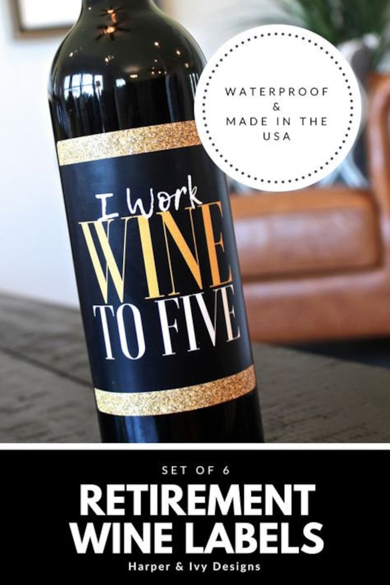 6 Premium Retirement Party Gift Wine Bottle Labels or Etsy