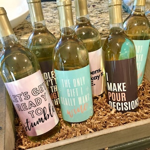 6 Birthday Gift Wine Bottle Labels or Stickers Present, Birthday Gift Any Age Funny Unique Birthday Party Decoration Centerpiece Supplies