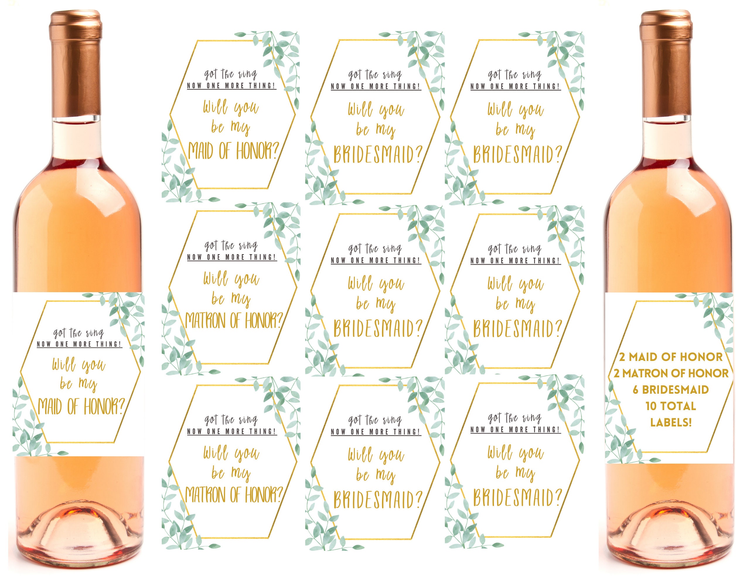 Bridesmaid Proposal Gift Wine Bottle Labels Set of 10 Incl. | Etsy