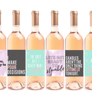 Birthday Wine Labels for 21st, 25th, 29th, 30th Any Bday Party Gift Decorations - Cute Birthday Gift Ideas for Her Funny Wine Labels for GNO