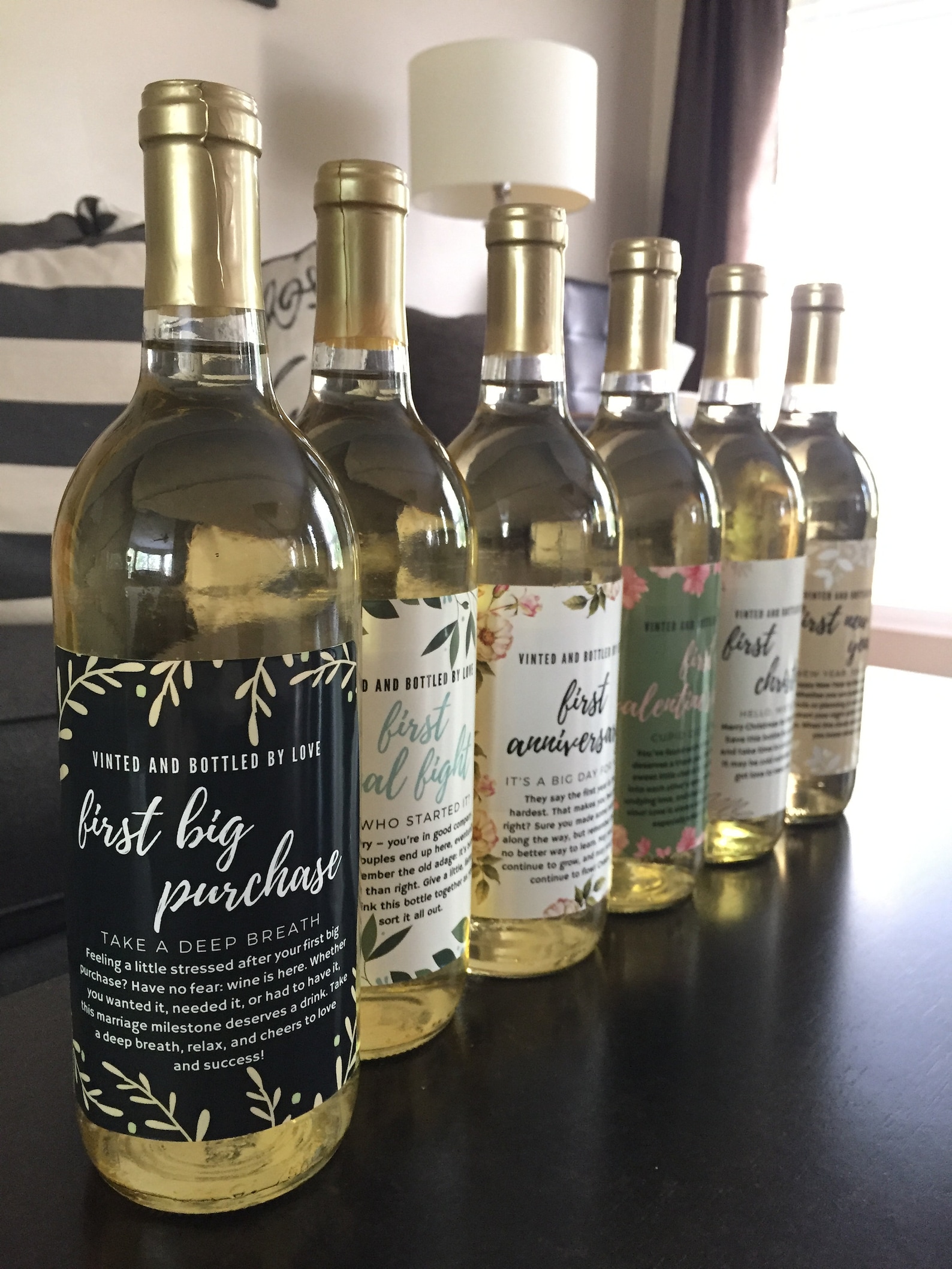 6 Wedding Wine Bottle Labels for Wedding Gift Wedding Firsts - Etsy