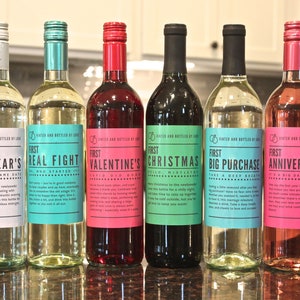 Set van 6 wijnflesetiketten voor huwelijkscadeau, primeur, perfecte bruidsdouche, verlovingsfeest, vrijgezellenfeest of huwelijkscadeau