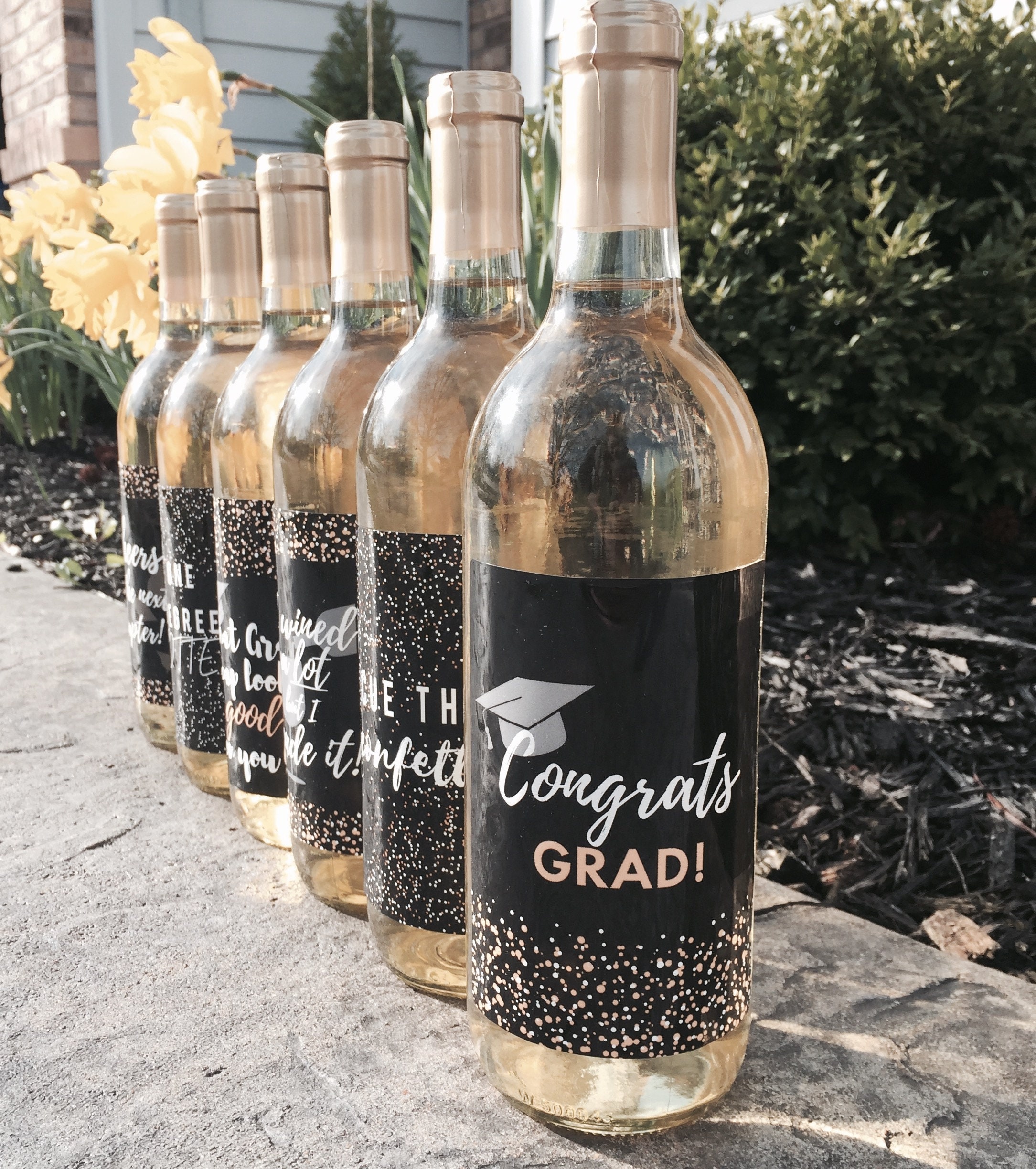 Hadley Designs 5 Graduation Gift Wine Labels Or Stickers, Cute